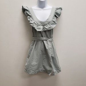 Free People Womens Criss Cross Back Mini Dress Size XS Green Ruffle Sleeveless